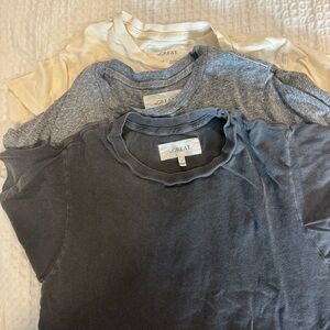The GREAT. Slim Tee Three-Pack Heather Grey, Washed Black, Washed White Size 0